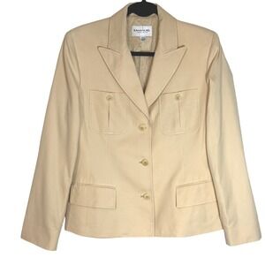 Vintage Emanuel Ungaro Butter Yellow Cotton Safari Blazer Womens 8 42 Euro Chic